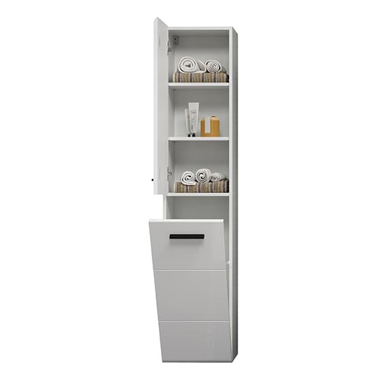 Reus Tall Wall Hung High Gloss Storage Cabinet In White_5