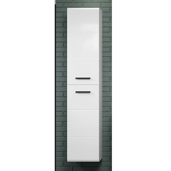 Reus Tall Wall Hung High Gloss Storage Cabinet In White_1