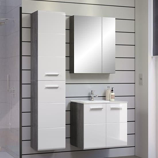 Reus Wall Hung Gloss Bathroom Furniture Set 3 In Smokey Silver_1