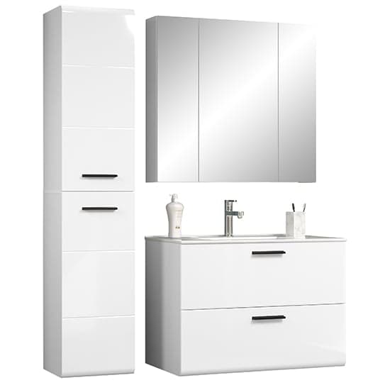 Reus Wall Hung High Gloss Bathroom Furniture Set 4 In White_2