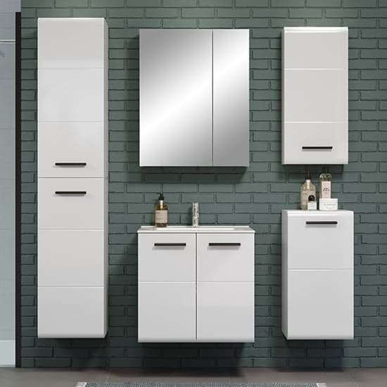 Reus Wall Hung High Gloss Bathroom Furniture Set 5 In White_1