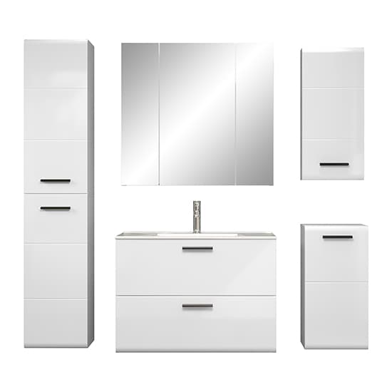Reus Wall Hung High Gloss Bathroom Furniture Set 6 In White Furniture