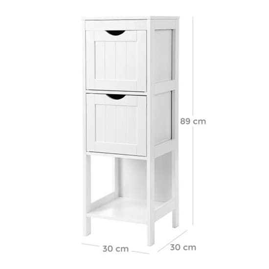 Revere Wooden 2 Drawers Bathroom Storage Cabinet In White_4