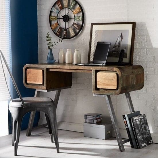 Reverso Wooden Computer Desk In Reclaimed Wood And Iron_1