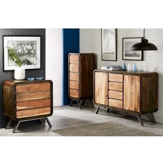 Reverso Wooden Tall Chest Of Drawers In Reclaimed Wood And Iron_2