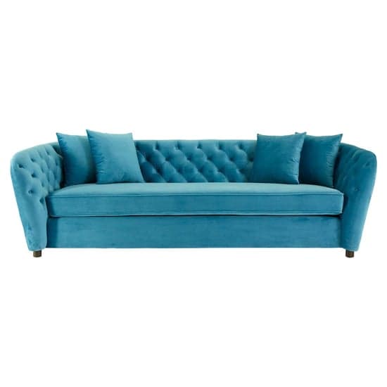 Revive Upholstered Velvet 3 Seater Sofa In Blue_2