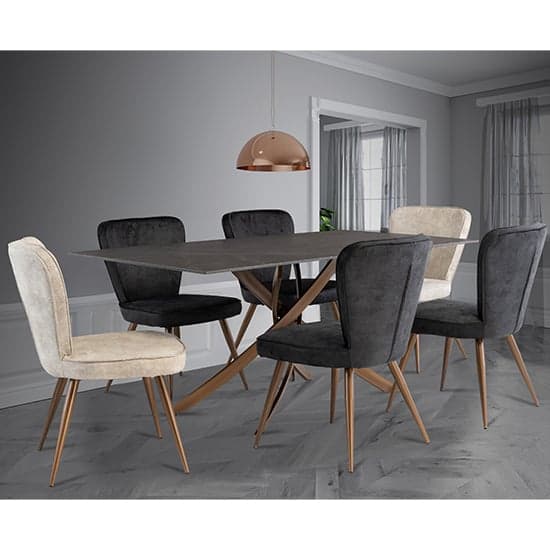 Reyna Black Stone Dining Table With 6 Finn Black Chairs_1