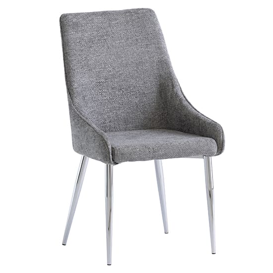 Reece Ash Fabric Dining Chairs With Chrome Legs In Pair_2