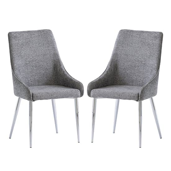 Reece Ash Fabric Dining Chairs With Chrome Legs In Pair_1