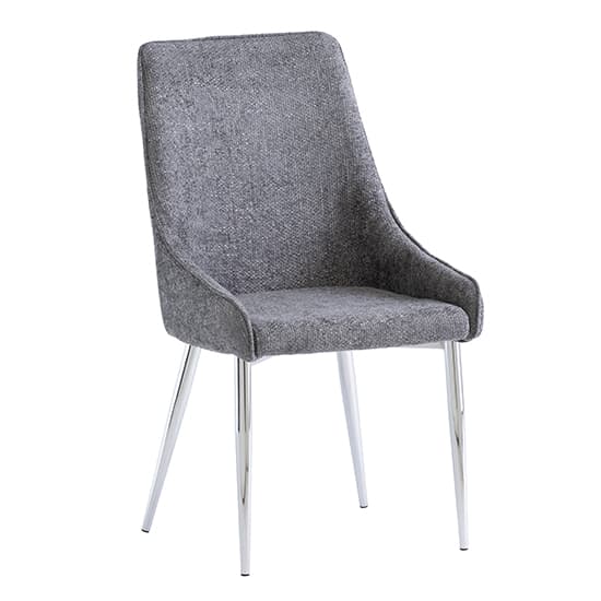 Reece Graphite Fabric Dining Chairs With Chrome Legs In Pair_2