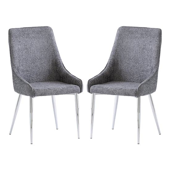 Reece Graphite Fabric Dining Chairs With Chrome Legs In Pair_1