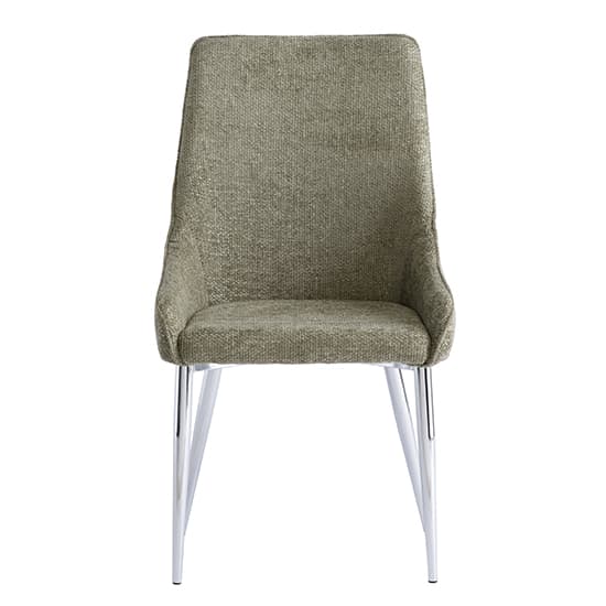Reece Olive Fabric Dining Chairs With Chrome Legs In Pair_3