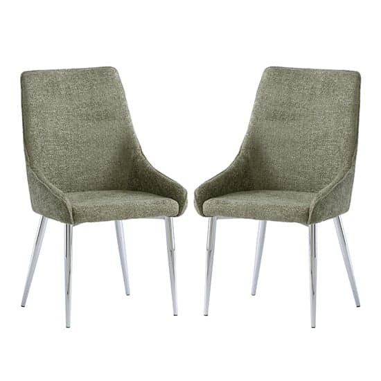 Reece Olive Fabric Dining Chairs With Chrome Legs In Pair_1