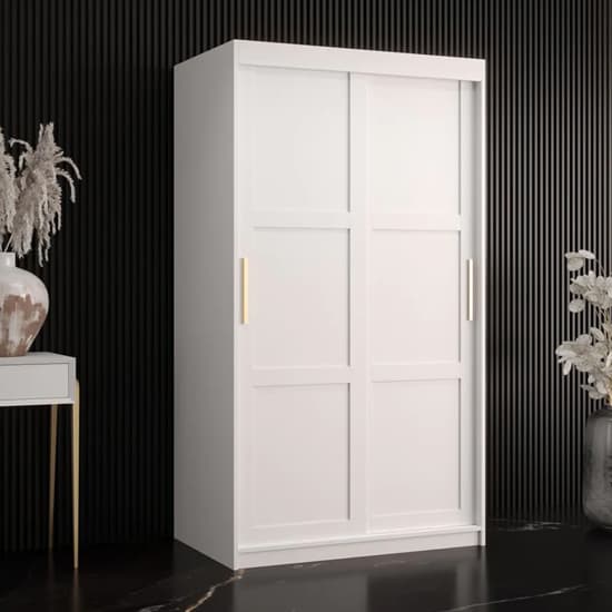 Rieti I Wooden Wardrobe 2 Sliding Doors 100cm In White Furniture in