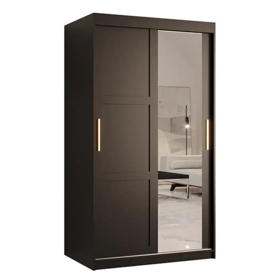 Rieti II Mirrored Wardrobe 2 Sliding Doors 100cm In Black_4