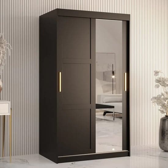 Rieti II Mirrored Wardrobe 2 Sliding Doors 100cm In Black_1
