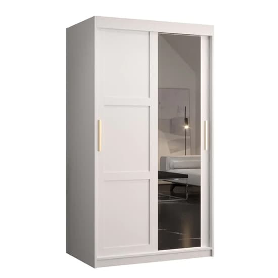 Rieti II Mirrored Wardrobe 2 Sliding Doors 100cm In White_4