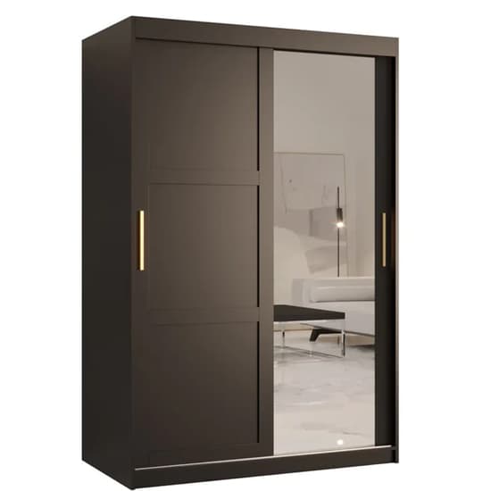 Rieti II Mirrored Wardrobe 2 Sliding Doors 120cm In Black_4