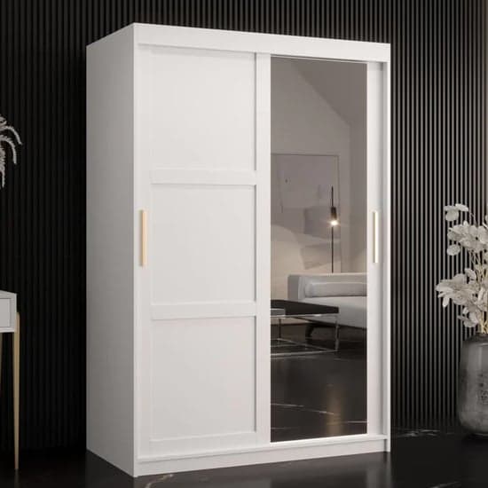 Rieti II Mirrored Wardrobe 2 Sliding Doors 120cm In White_1
