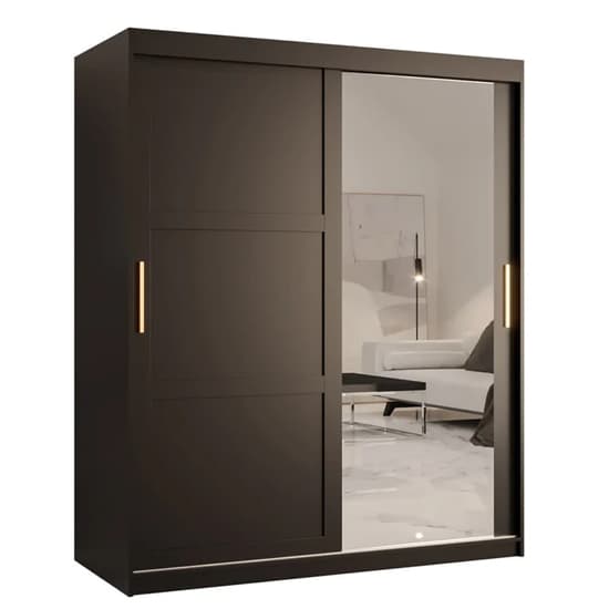 Rieti II Mirrored Wardrobe 2 Sliding Doors 150cm In Black_4