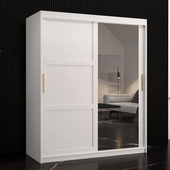 Rieti II Mirrored Wardrobe 2 Sliding Doors 150cm In White_1
