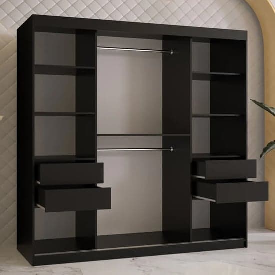 Rieti II Mirrored Wardrobe 2 Sliding Doors 180cm In Black_3