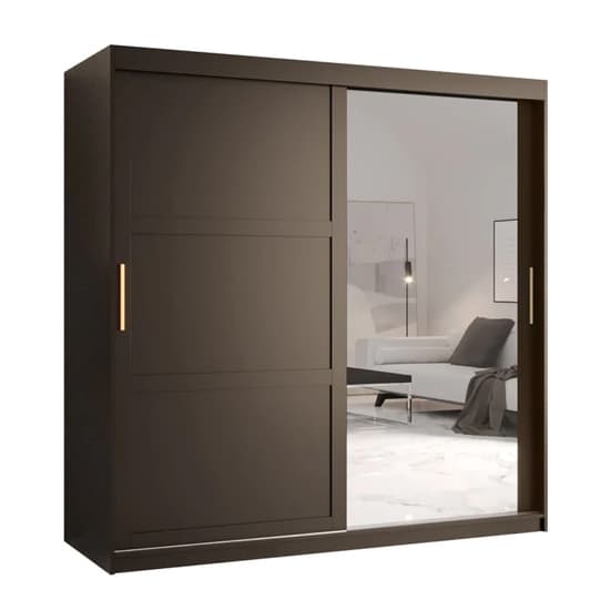 Rieti II Mirrored Wardrobe 2 Sliding Doors 180cm In Black_4