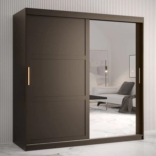 Rieti II Mirrored Wardrobe 2 Sliding Doors 180cm In Black_1