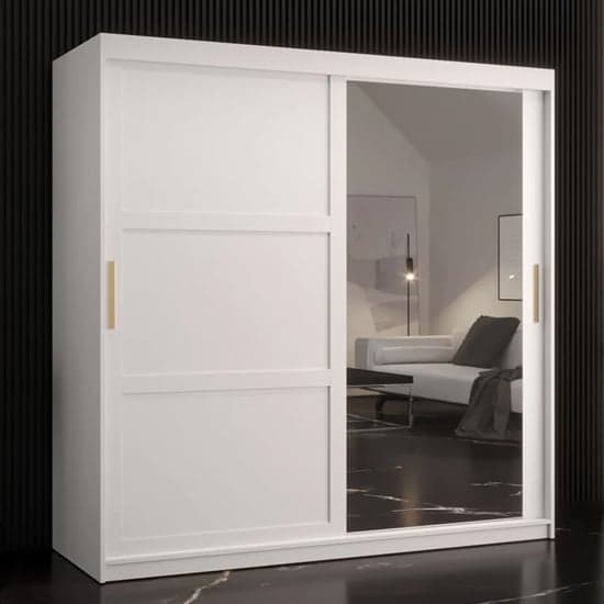 Rieti II Mirrored Wardrobe 2 Sliding Doors 180cm In White_1