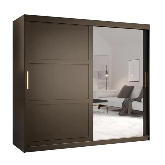 Rieti II Mirrored Wardrobe 2 Sliding Doors 200cm In Black_4