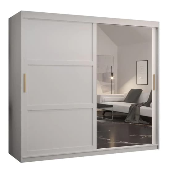 Rieti II Mirrored Wardrobe 2 Sliding Doors 200cm In White_4