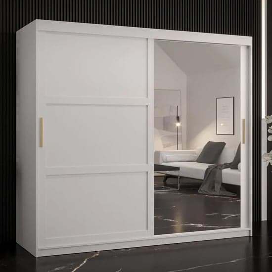 Rieti II Mirrored Wardrobe 2 Sliding Doors 200cm In White_1