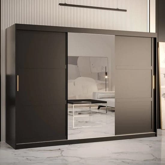Rieti II Mirrored Wardrobe 2 Sliding Doors 250cm In Black_1
