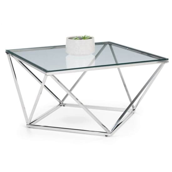 Riga Clear Glass Coffee Table Octagonal With Chrome Base_2