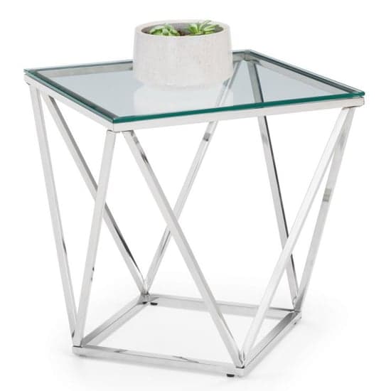 Riga Clear Glass Lamp Table Octagonal With Chrome Base_2