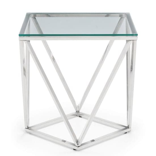 Riga Clear Glass Lamp Table Octagonal With Chrome Base_3