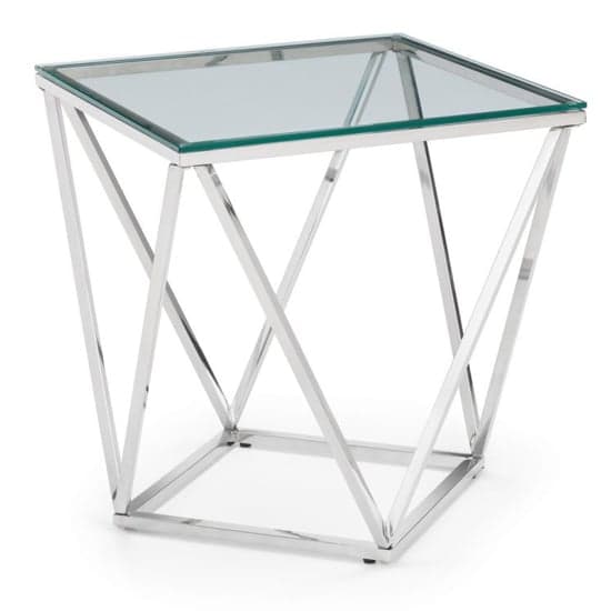 Riga Clear Glass Lamp Table Octagonal With Chrome Base_4