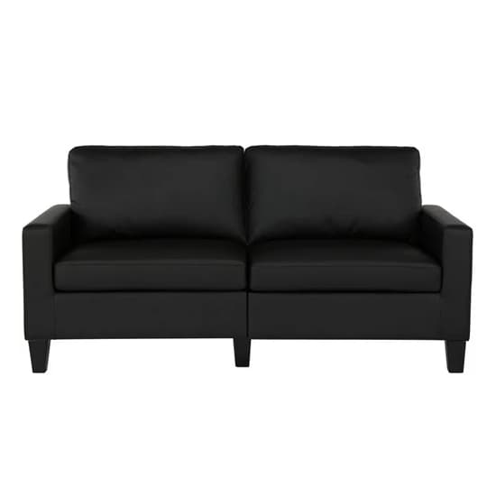 Riga Faux Leather 2 Seater Sofa In Black With Wood Pyramid Legs_4