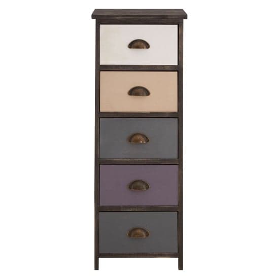 Riley Wooden Chest Of 5 Drawers In Multicolour_2