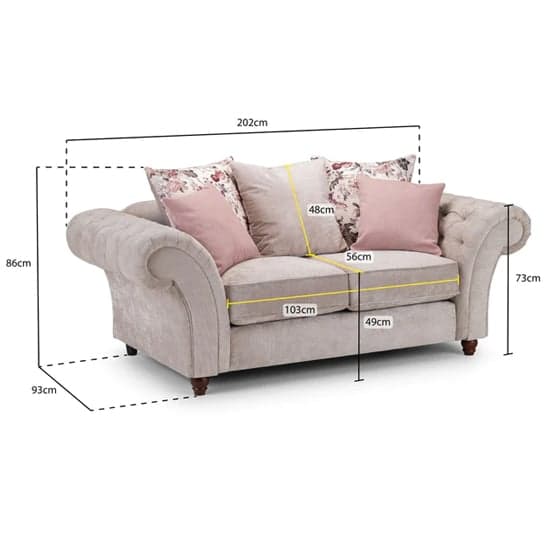 Rima Fabric 2 Seater Sofa In Beige_6
