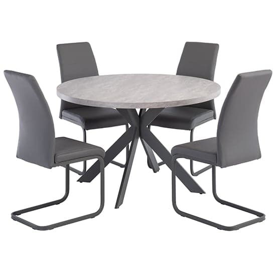 Remika Grey Wooden Dining Table With 4 Michton Grey Chairs_1