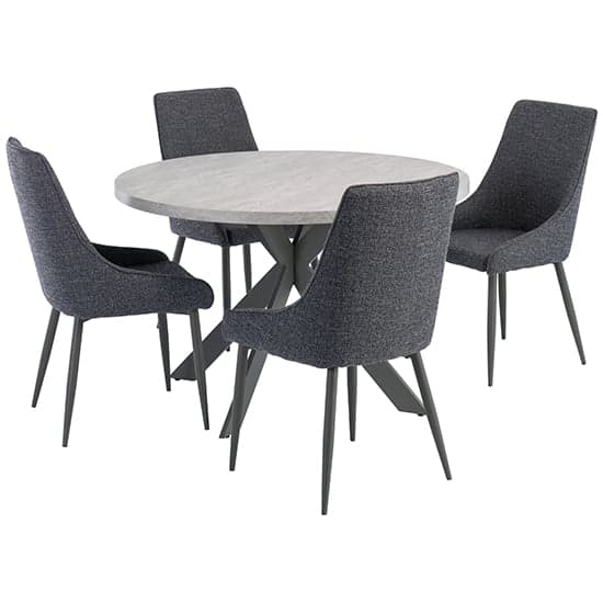 Remika Grey Wooden Dining Table With 4 Remika Blue Chairs_1