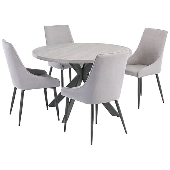 Remika Grey Wooden Dining Table With 4 Remika Grey Chairs_1