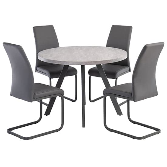 Remika Light Grey Dining Table With 4 Michton Grey Chairs_1