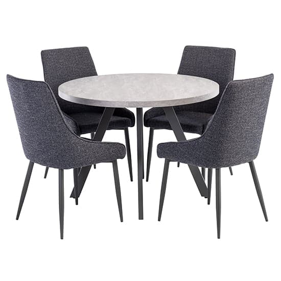 Remika Light Grey Dining Table With 4 Remika Blue Chairs_1