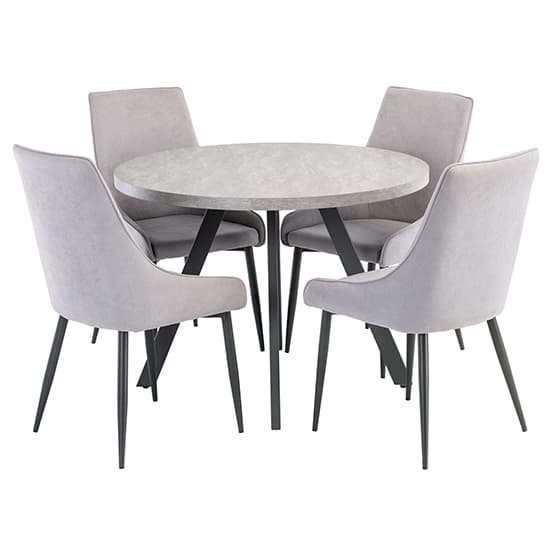 Remika Round Wooden Dining Table In Light Grey_4