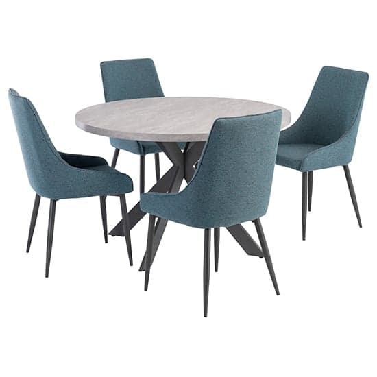 Remika Round Wooden Dining Table In Light Grey With Cross Legs_6