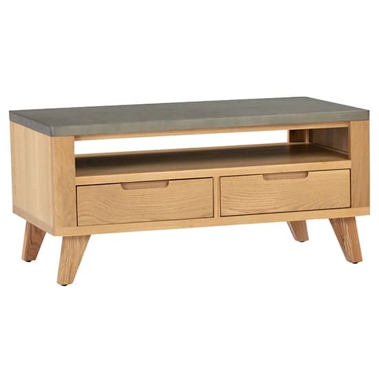 Rimit Coffee Table With 2 drawers In Oak And Concrete Effect_1