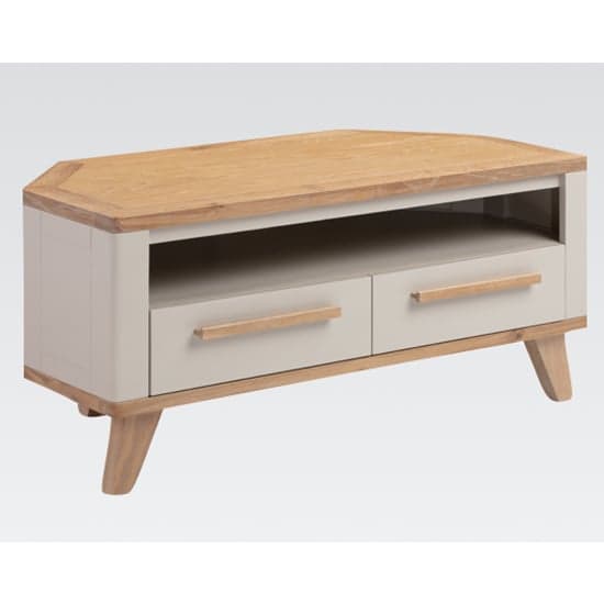 Rimit Corner Wooden TV Stand With 2 Drawers In Oak And Beige_1
