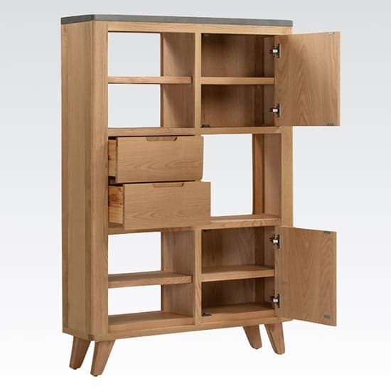 Rimit Wooden High Display Unit In Oak And Concrete Effect_2